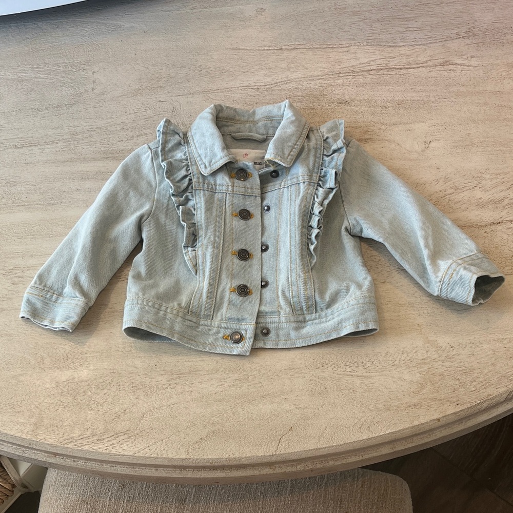 Urban Republic Light Blue Kids Denim Jacket with Ruffle Detail